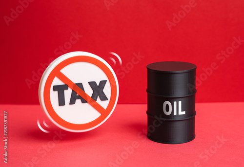 Canvas Print An oil barrel and a tax exemption symbol