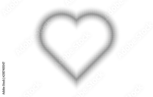 Heart shape made of black halftone dots