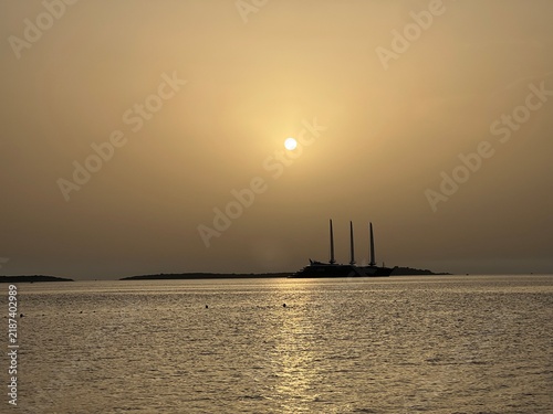 sailboat at sunset