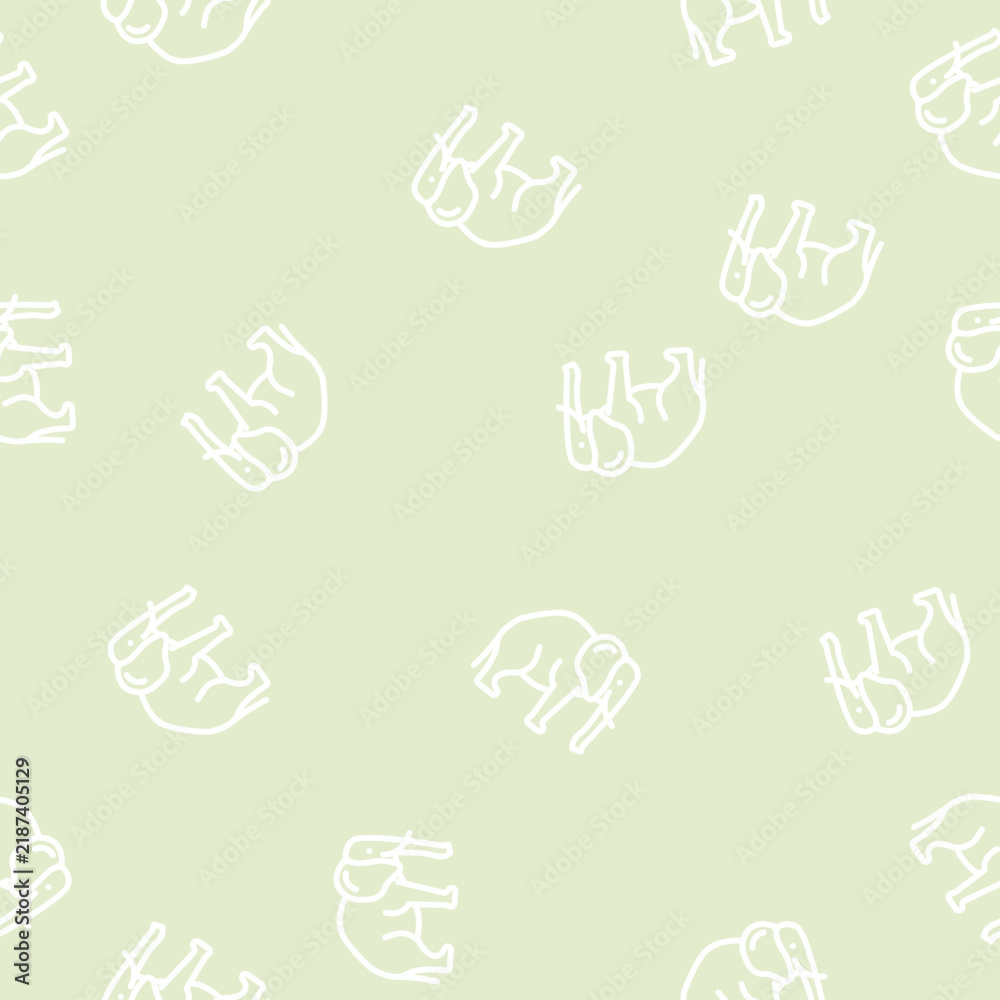 Fototapeta premium elephant animal line seamless pattern elephant animal thin line illustration