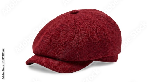 Fotografía Red glitter newsboy cap isolated on a white background for fashion and accessory