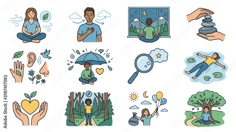 Obraz premium Mindfulness and wellbeing practices for mental health.