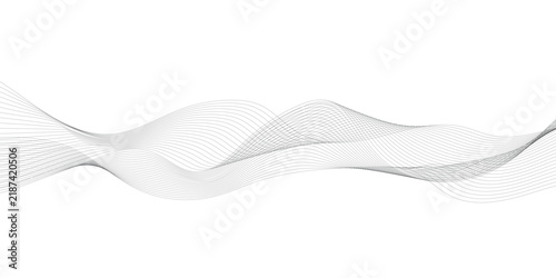 Abstract glowing gray wave background with flowing gray lines, smooth curves, futuristic technology, digital frequency track, sound wave motion, data science and vector illustration