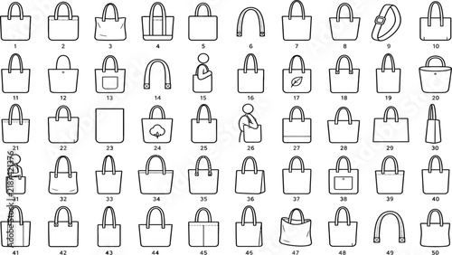 Various Handbag Styles and Designs Isolated Vector Illustrations Available