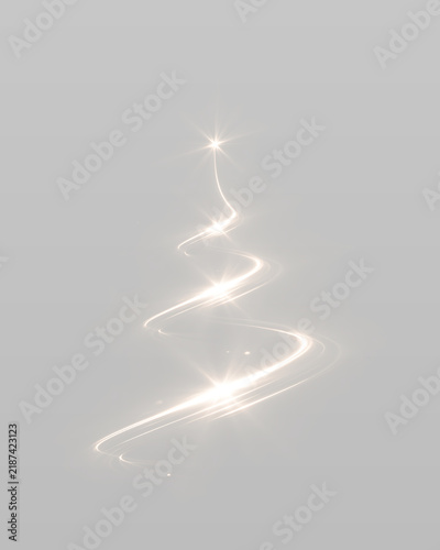 Картината върху платно Festive tree silhouette with glittering light trails and radiant sparkles