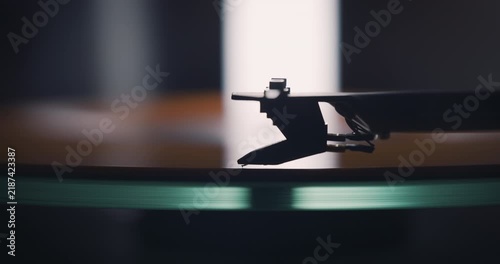 Vinyl record player needle close up