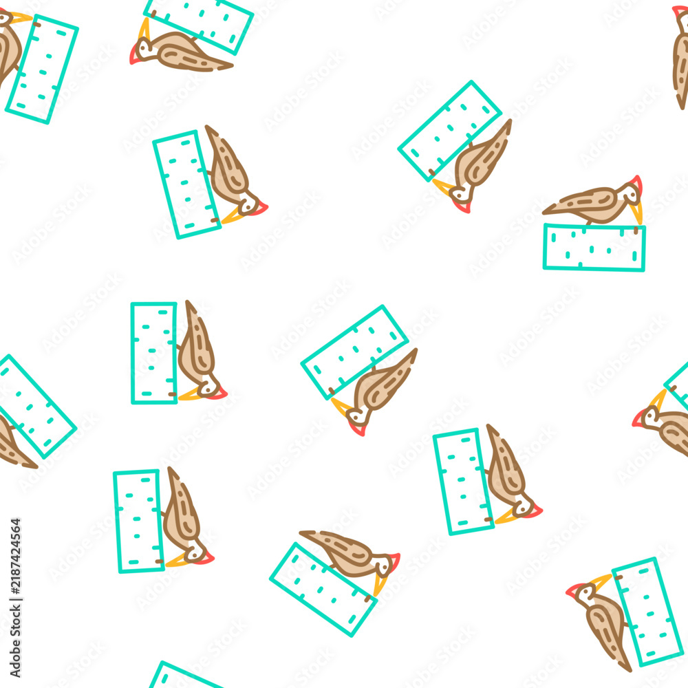 Fototapeta premium woodpecker bird vector seamless pattern woodpecker bird sign illustration
