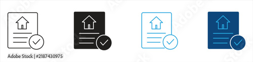 Property Document and Loan Icon Set, Representing Real Estate, Mortgage, Property Finance, Home Loan, Documents, Investment, and Financial Support, Vector Illustration