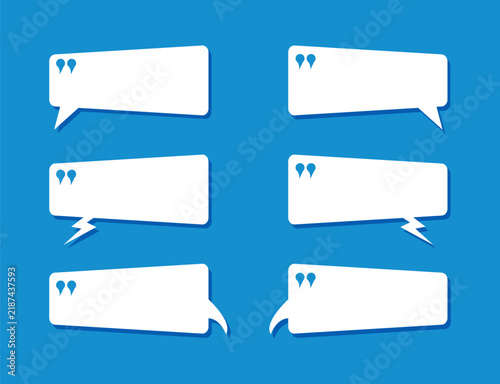 Speech bubbles vector set on blue background. Quote boxes templates.