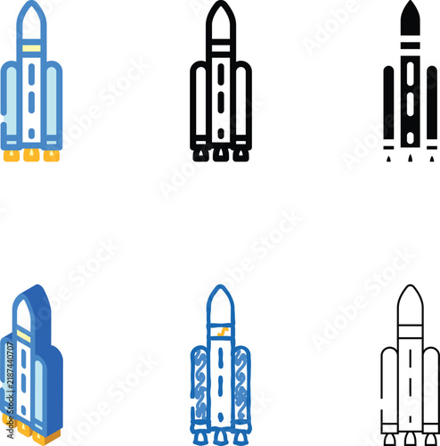 Canvas Print stylized launch vehicle aeronautical engineer color icon vector
