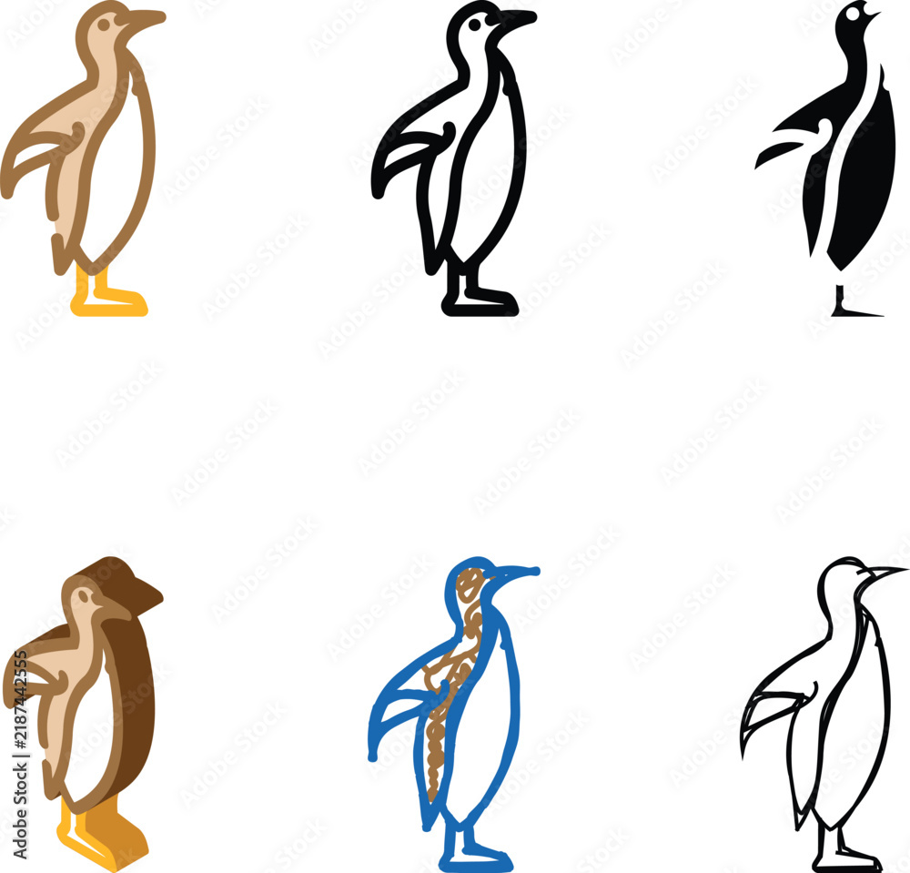 Fototapeta premium set penguin bird color icon vector. penguin bird sign. isolated symbol illustration
