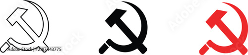 Foto Hammer and sickle communism symbol, Soviet emblem representing socialism, communist ideology, political history, revolution, and red vector illustration EPS file