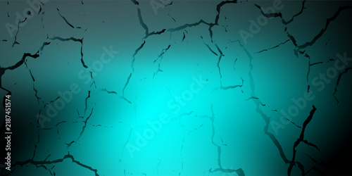 Abstract Cracked Surface with Bright Cyan Glow and Dark Teal Atmospheric Texture.