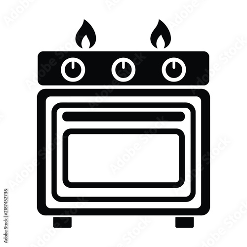 Minimal Black-and-White Stove Icon