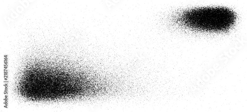Black stipple spray paint texture effect, particle noise background on isolated white background