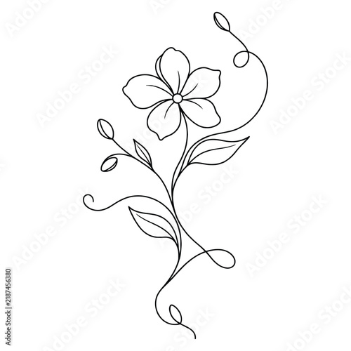 Elegant Minimalist Floral Vine Line Art