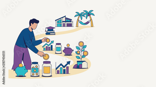 Creative professional organizing colorful business and lifestyle icons.