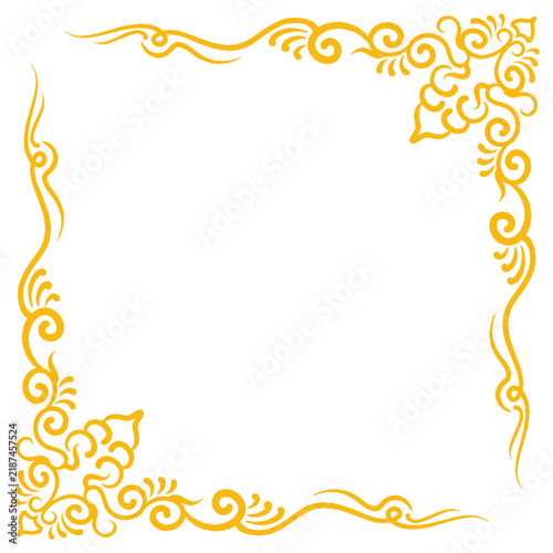 Luxury Golden Vintage Floral Corner Border Vector, Elegant Ornate Frame Design for Certificate, Greeting Card, and Wedding Invitation