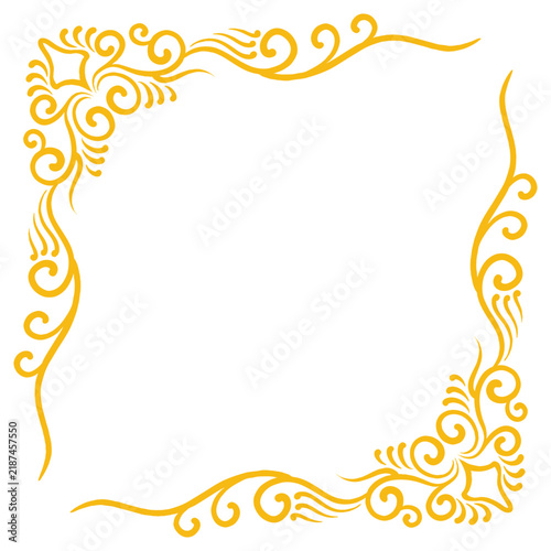 Elegant Gold Swirl Floral Corner Frame Vector, Luxury Vintage Royal Border Design for Certificate and Invitation Card