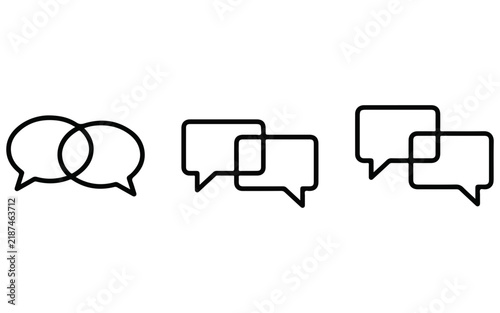 Communication icons set featuring overlapping speech bubbles and rectangular message boxes