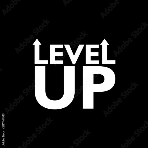 Level up sign icon isolated on black background