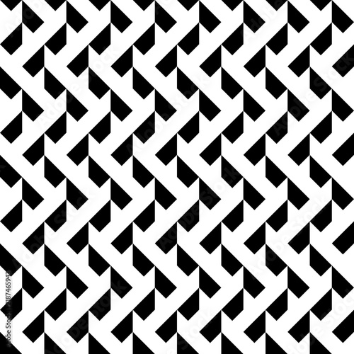 Seamless pattern with geometric motifs in black and white