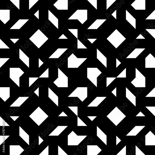 Seamless pattern with geometric motifs in black and white