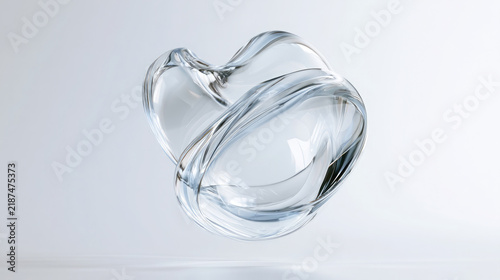 Abstract Transparent Glass Bubbles Floating on a Soft Light Background, Elegant Minimal 3D Design with Clear Fluid Shapes