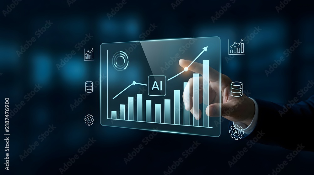 Futuristic digital interface showing artificial intelligence data ...