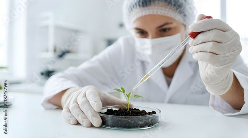 plant biotechnology research in laboratory with scientist