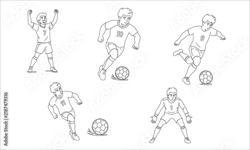5 football Player redy to play vector line art