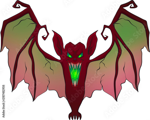 Spooky Flying Vampire Bat Illustration Isolated on Transparent Background