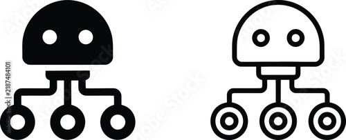 Set of robot network icons, artificial intelligence concept, vector illustration