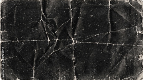 Black Folded Paper Texture Overlay with Distressed Creases and Grunge Effect