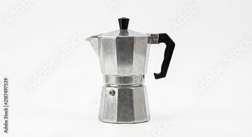 Classic aluminum moka pot espresso coffee maker.