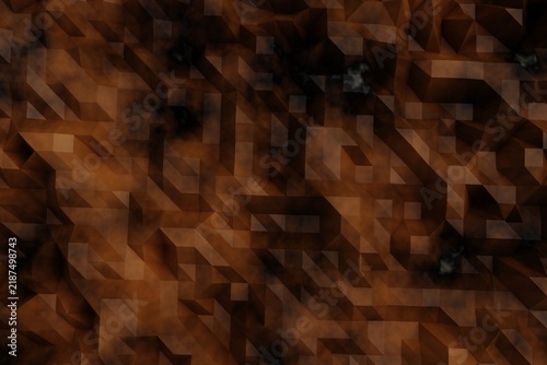 Dark brown abstract geometric background with faceted shapes, rich earthy tones, depth, texture, and a dramatic modern aesthetic.