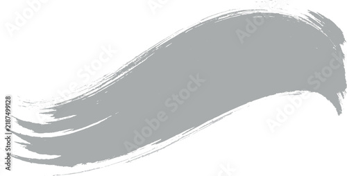 Single horizontal gray paint brush stroke with textured bristle edges