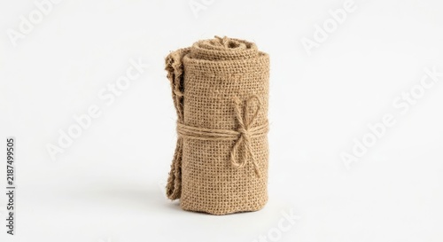 Small rolled burlap fabric bundle tied with twine.