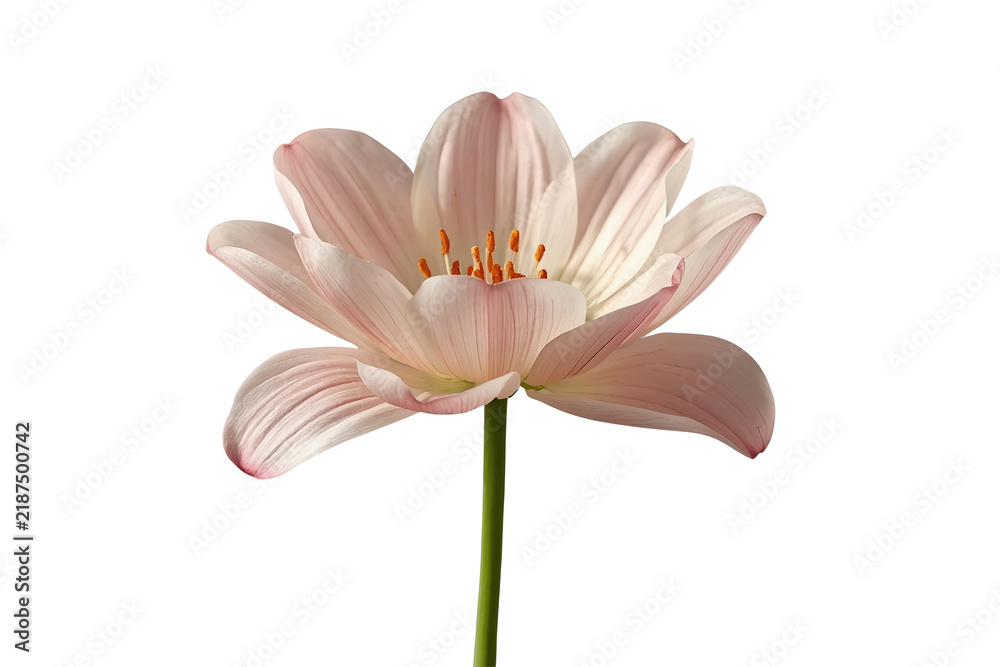 Obraz premium Open Pale Pink Flower on Long Stem