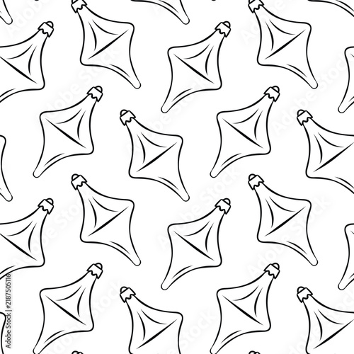 Hand-drawn vintage icicle bauble with pointed tip and cap in sketch style. Repeatable pattern for Christmas cards, gift tags and festive banners