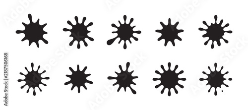 Black paint splashes isolated on transparent background for creative graphic design projects.