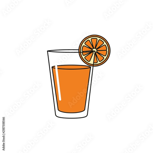 Illustration of a Glass of Orange Juice with a Citrus Slice Garnish