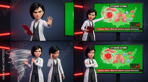 Scientist warning about cytokine storm health crisis and medical emergency broadcast.