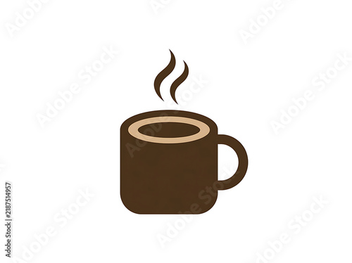 Simple illustration of a coffee mug with steam rising from inside transparent background