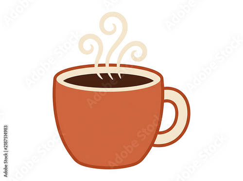 Cute cartoon cup filled with steaming hot coffee illustration transparent background
