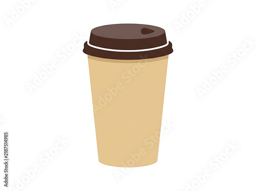 Illustration of a disposable coffee cup with lid on transparent background transparent background