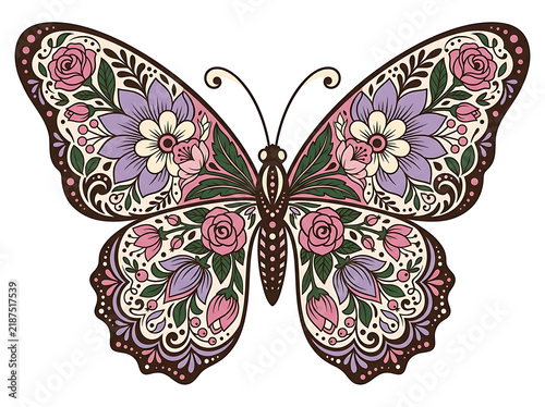 Beautiful Floral Pattern Butterfly Design With Delicate Wing Details transparent background