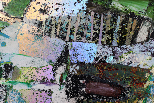 Colorful abstract painting in mixed media