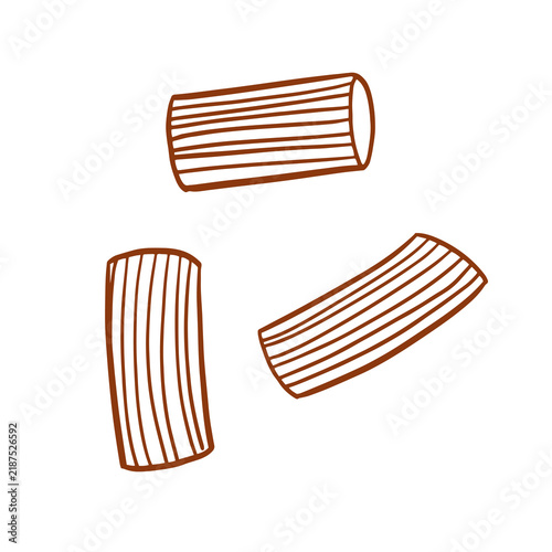 Obraz na plátně Rigatoni Pasta Dry Italian Food Line Art Vector Illustration