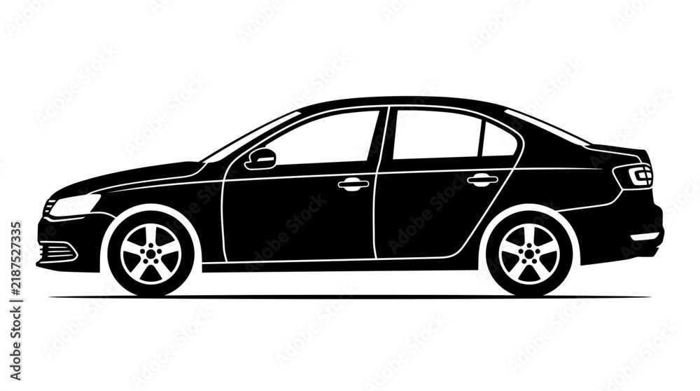 Fototapeta premium Modern Sedan Car Side View Vector Illustration